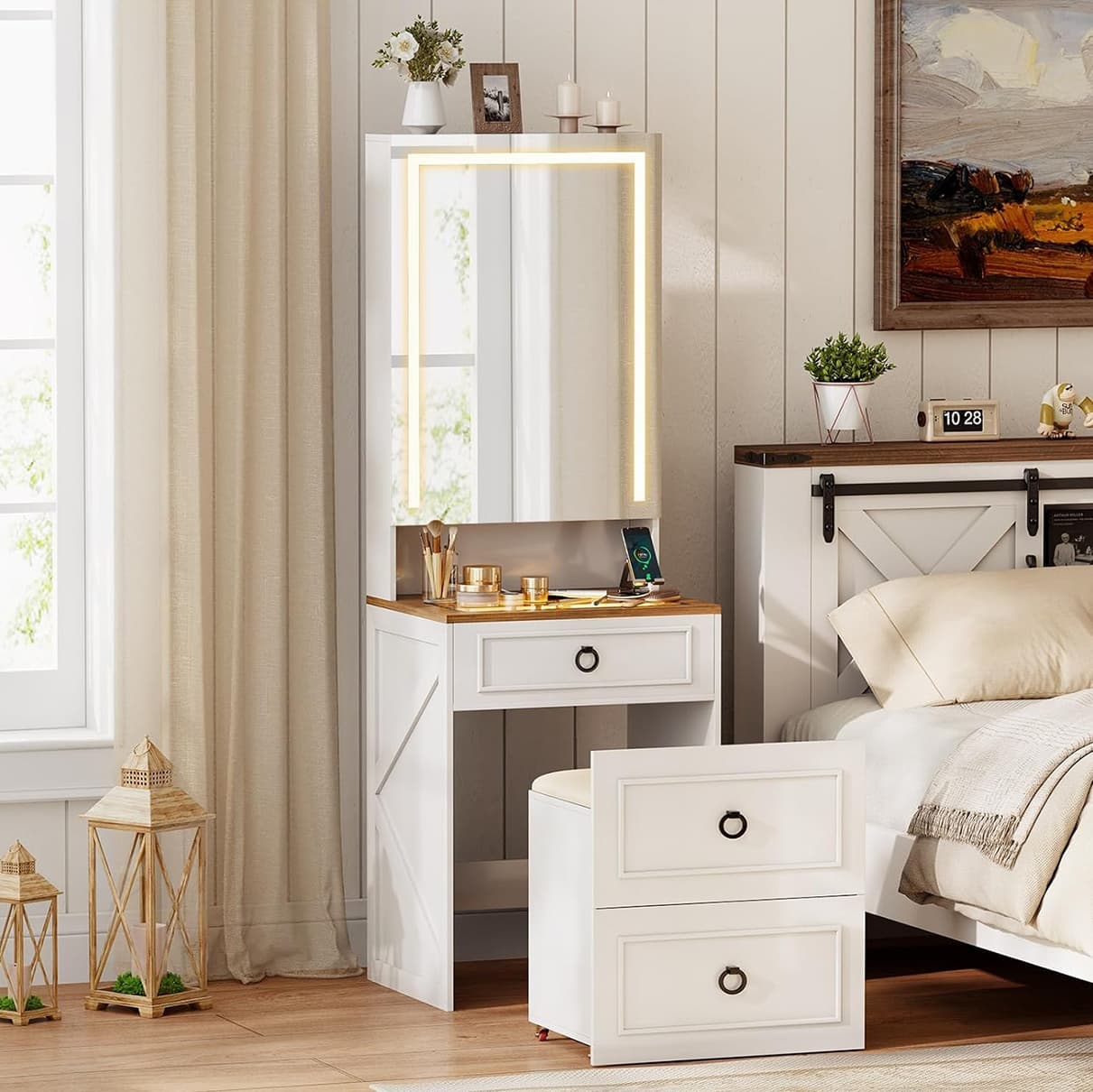 Table de maquillage Lumina – Miroir LED et rangement - 2