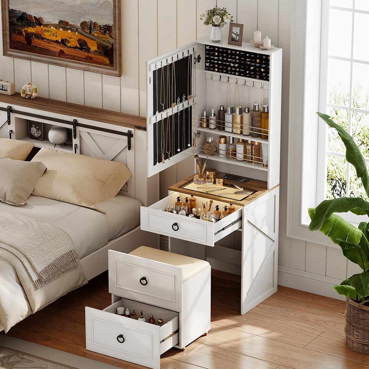 Table de maquillage Lumina – Miroir LED et rangement - 3