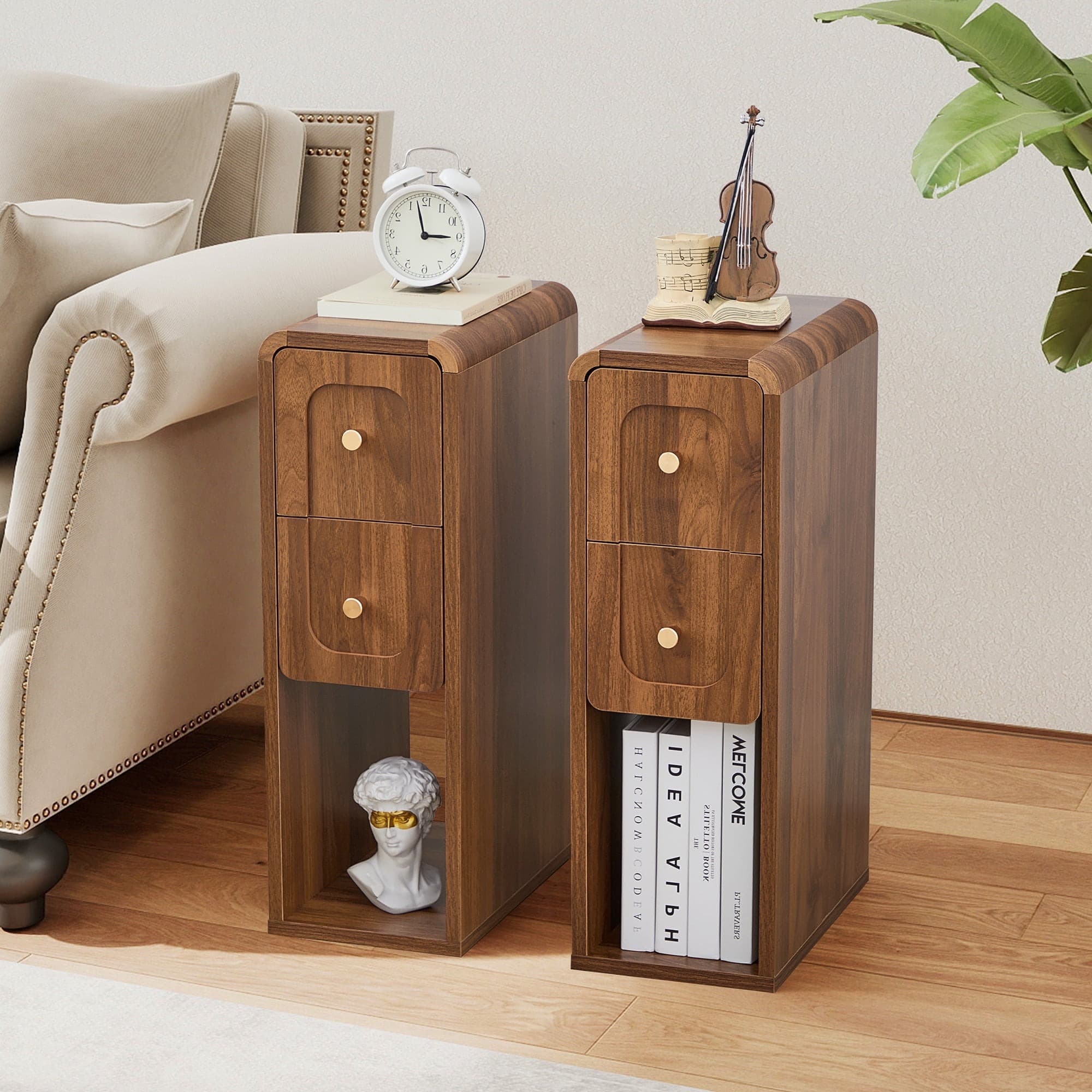 Table de chevet étroite avec tiroirs - Destockage | Storevia